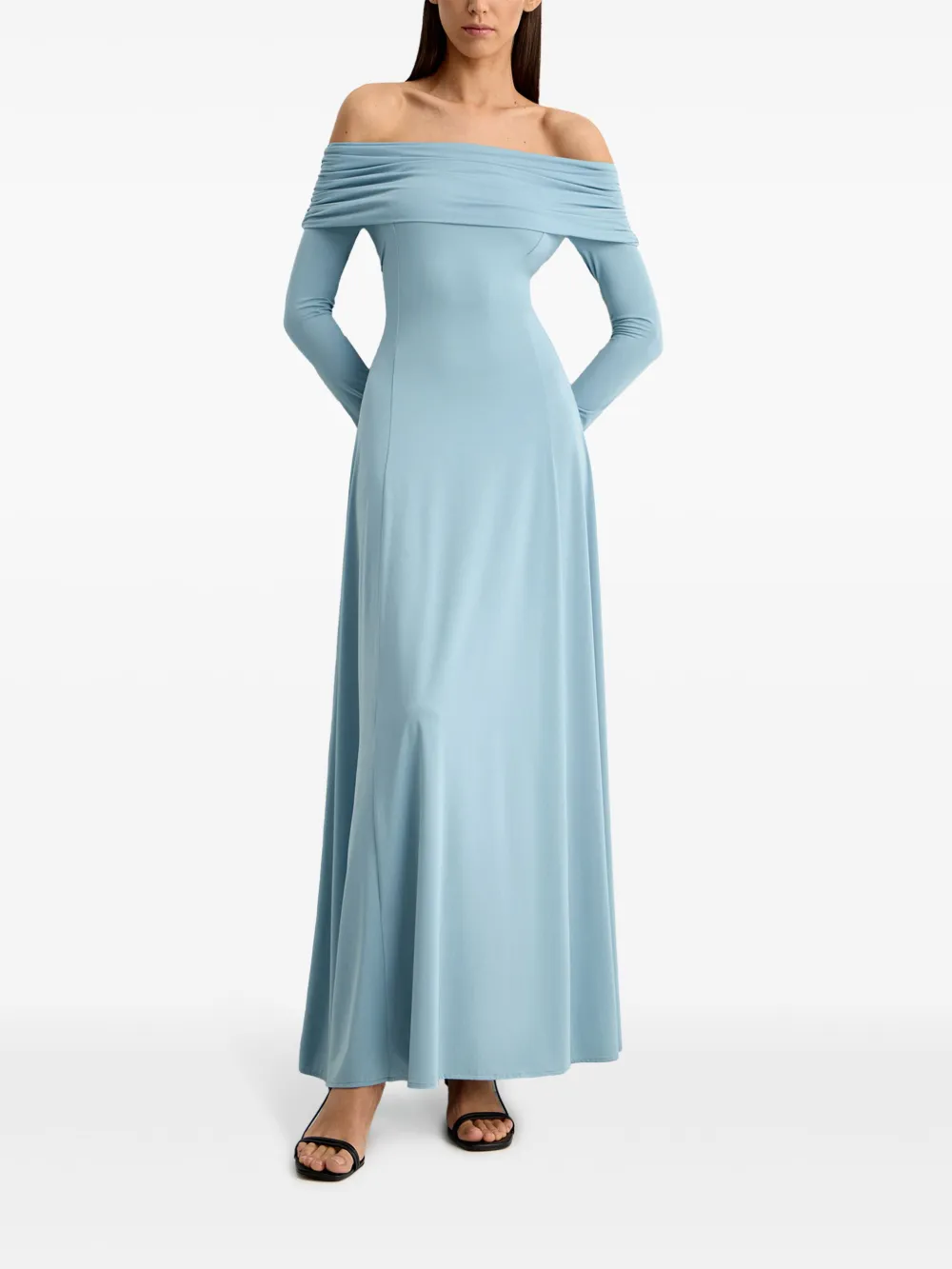 12 STOREEZ Off-shoulder maxi-jurk - Blauw