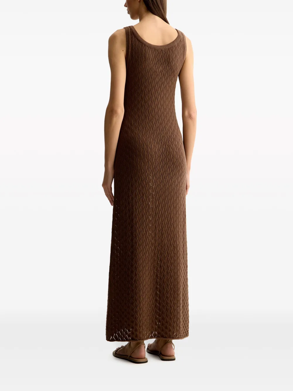 12 STOREEZ Opengebreide maxi-jurk Bruin