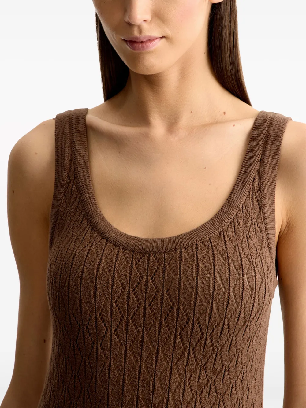 12 STOREEZ Opengebreide maxi-jurk Bruin