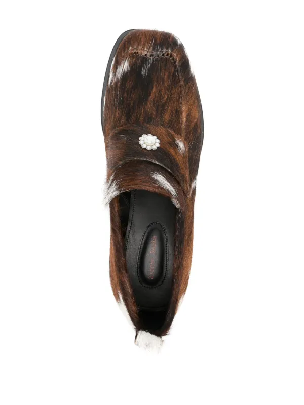 SIMONE ROCHA ハートトゥカーフヘア プラットフォームローファー Heart Toe calf hair platform loafers in neutrals - Simone