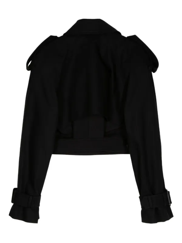 ジャケット TRENCH CROPPED GABARDINE Cropped Gabardine Trench Jacket in Black - Women, Cotton