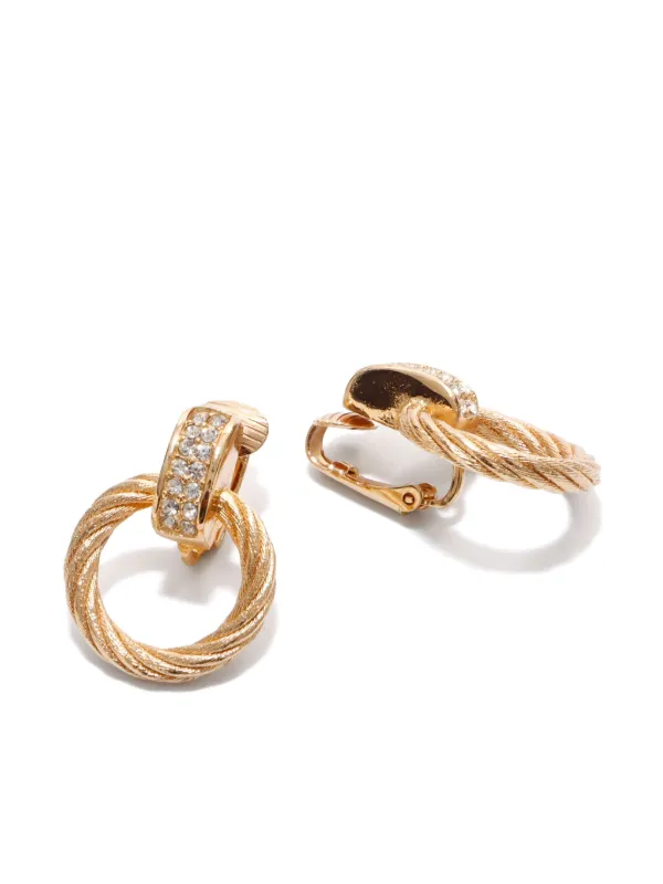 Christian Dior Pre-Owned ラインストーン フープピアス