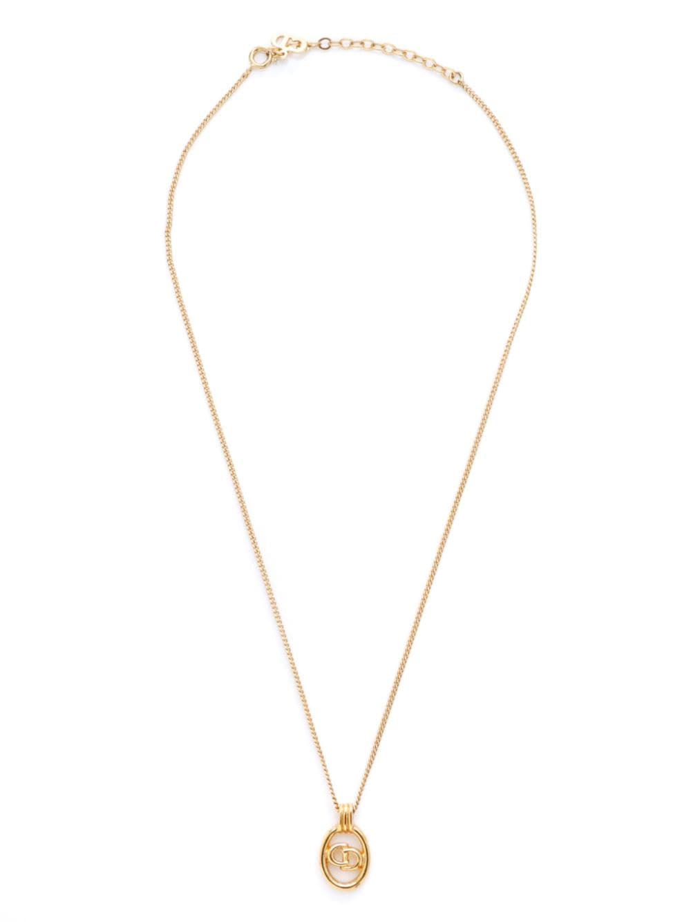 Pre-owned Dior Cd-pendant Chain Necklace In Gold