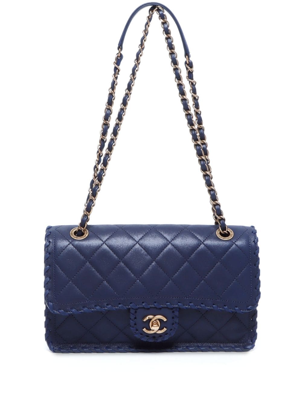 Pre-owned Chanel 2014-2015 Medium Classic Flap Shoulder Bag In Blue
