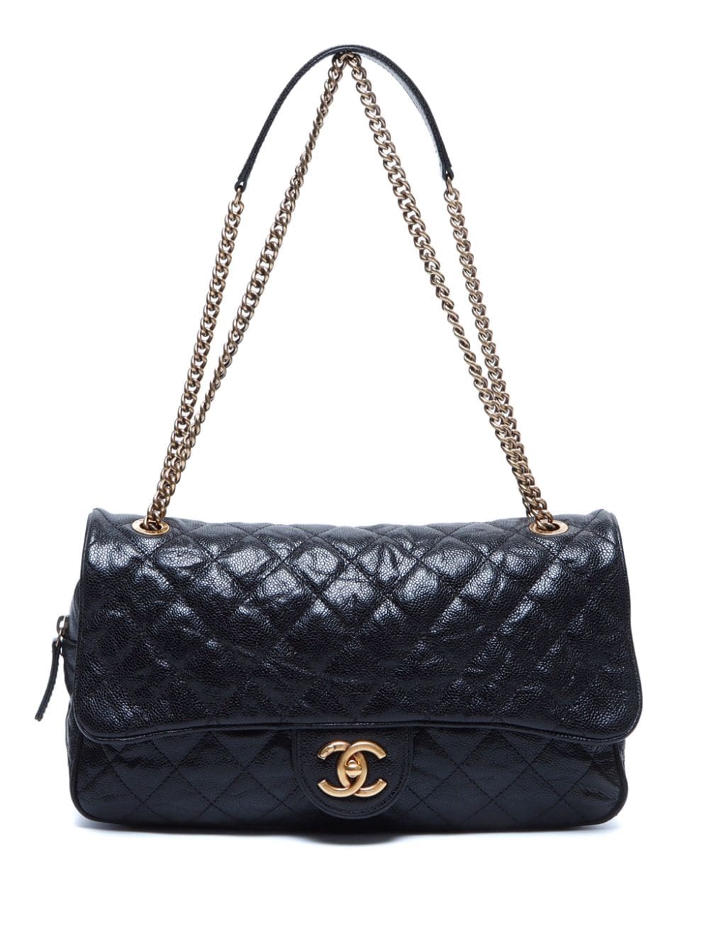 Pre-owned Chanel 2013 Cc Turn-lock Diamond-quilted Shoulder Bag In Black