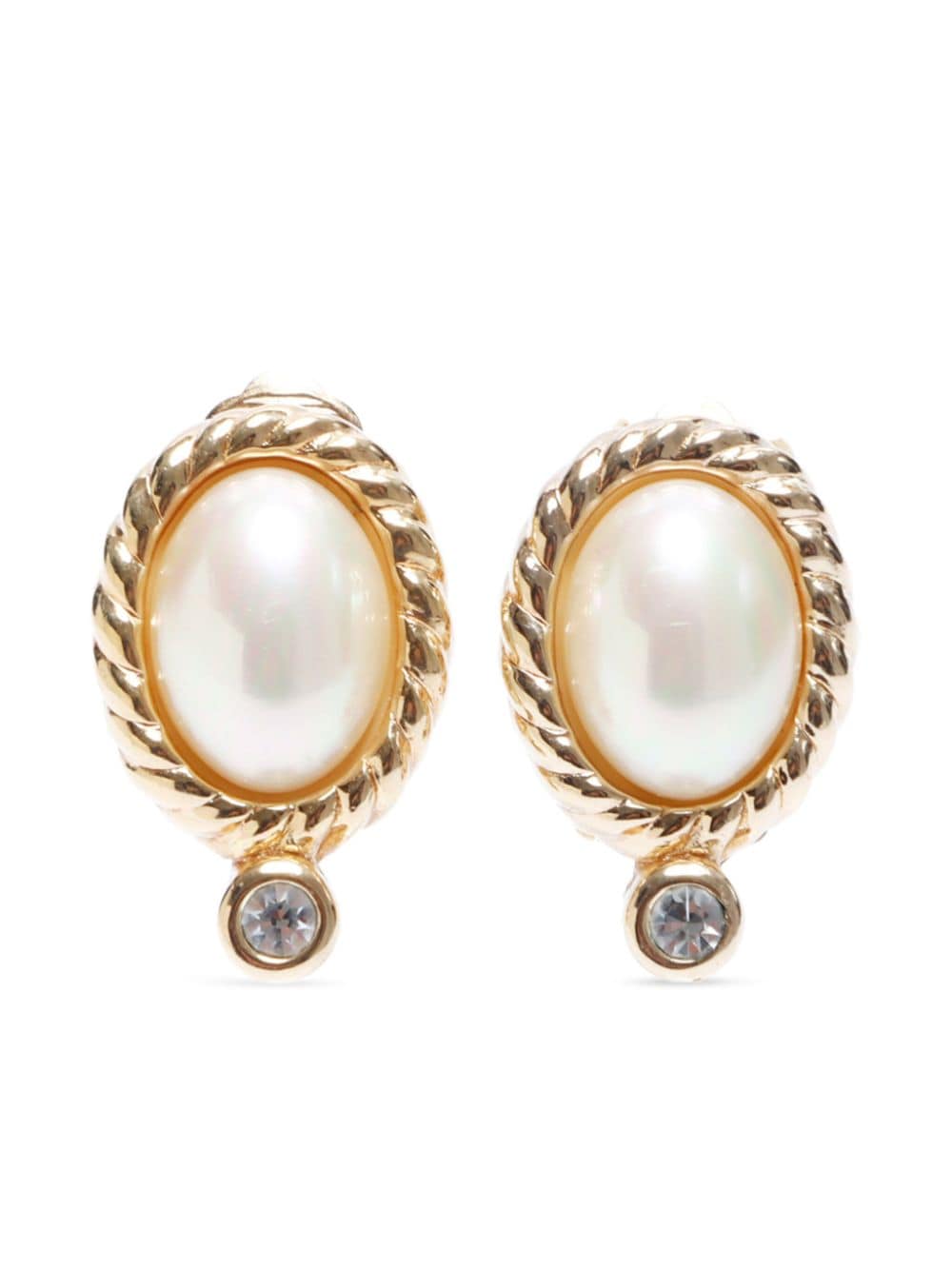 faux-pearl clip-on earrings