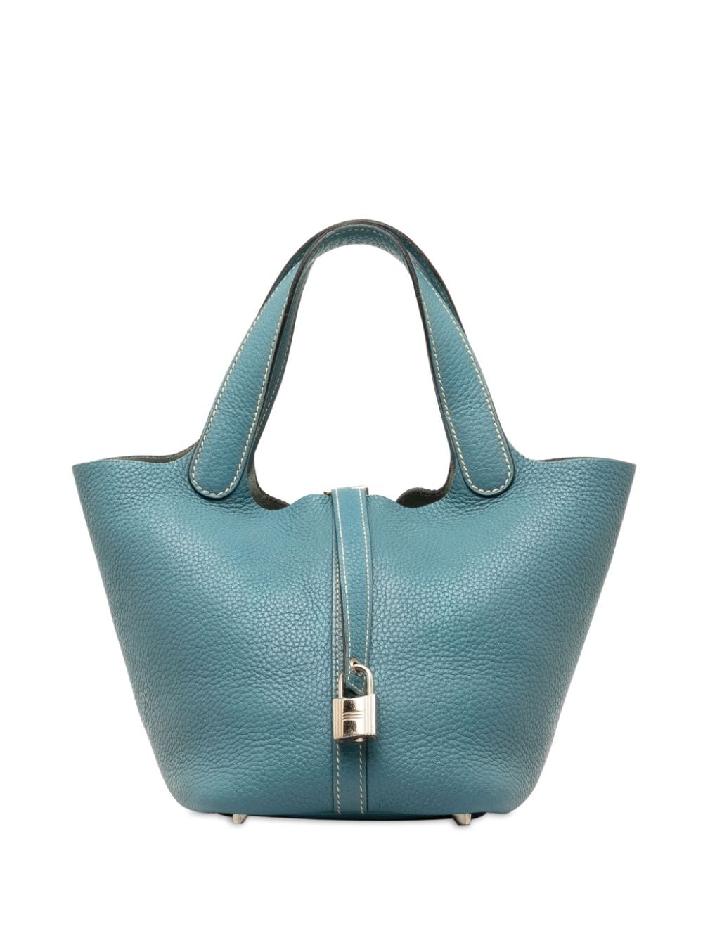 Pre-owned Hermes 2009 Clemence Picotin Lock 18 Handbag In Blue