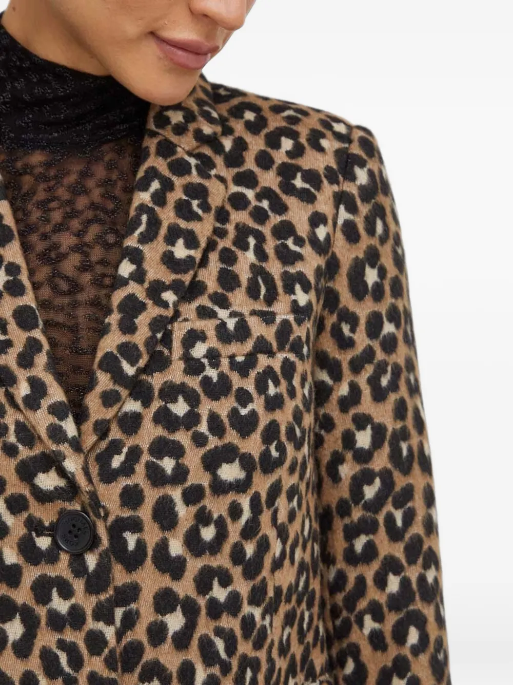 Michael Kors brushed leopard jacquard coat Bruin