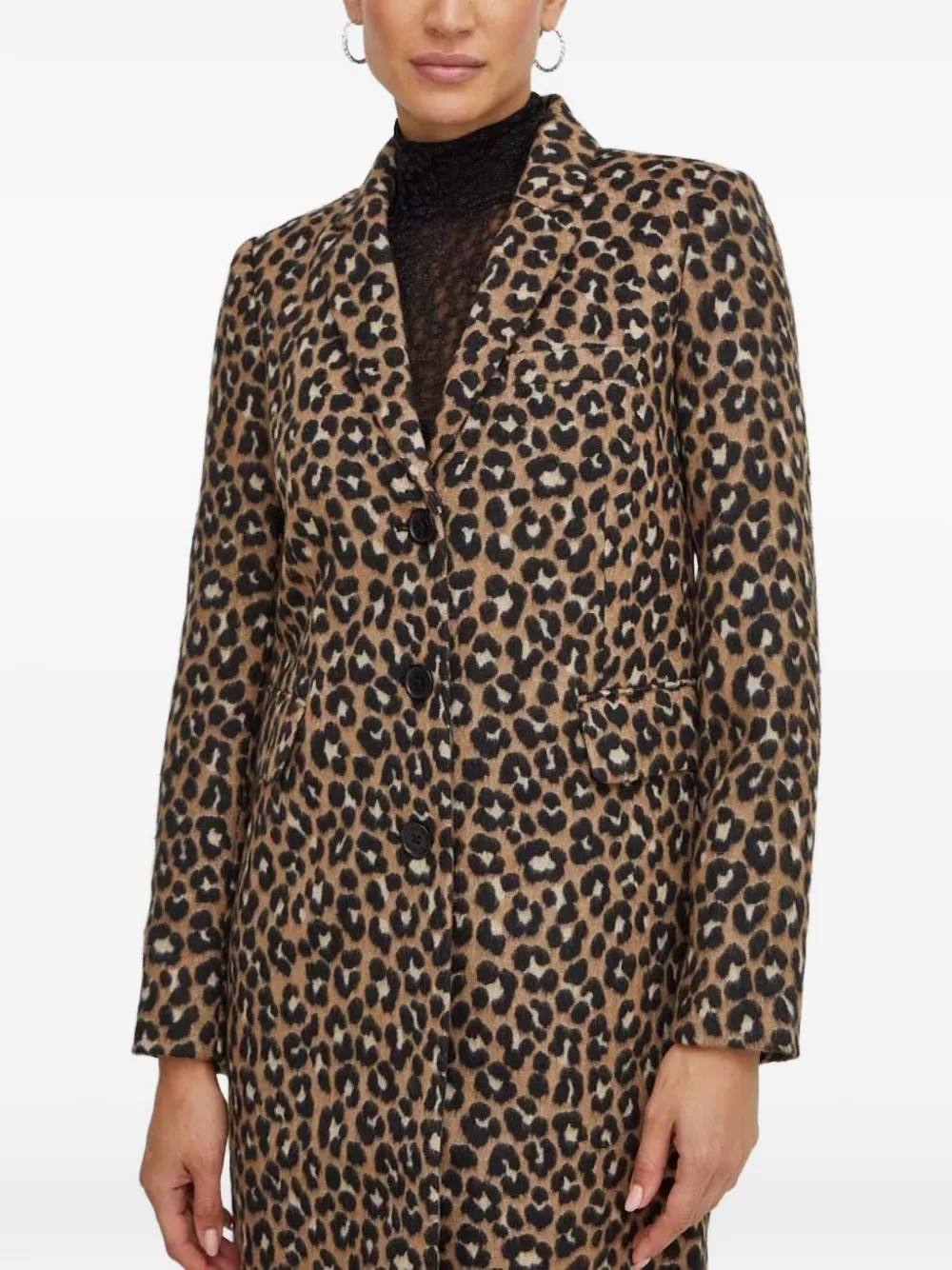 Michael Kors brushed leopard jacquard coat Bruin