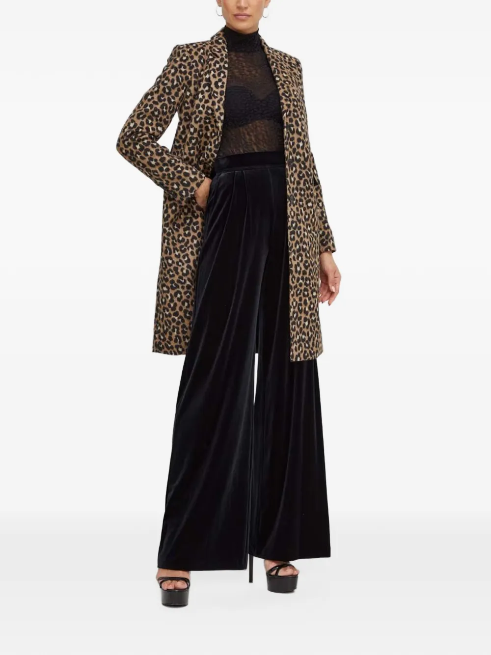 Michael Kors brushed leopard jacquard coat Bruin