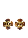 CHANEL Pre-Owned 1994 four leaf clover CC clip-on earrings - Brown