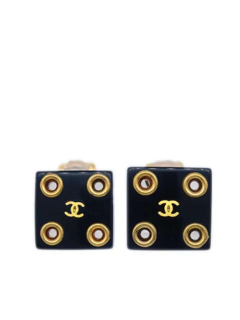 CHANEL Pre-Owned 2001 CC square clip-on earrings