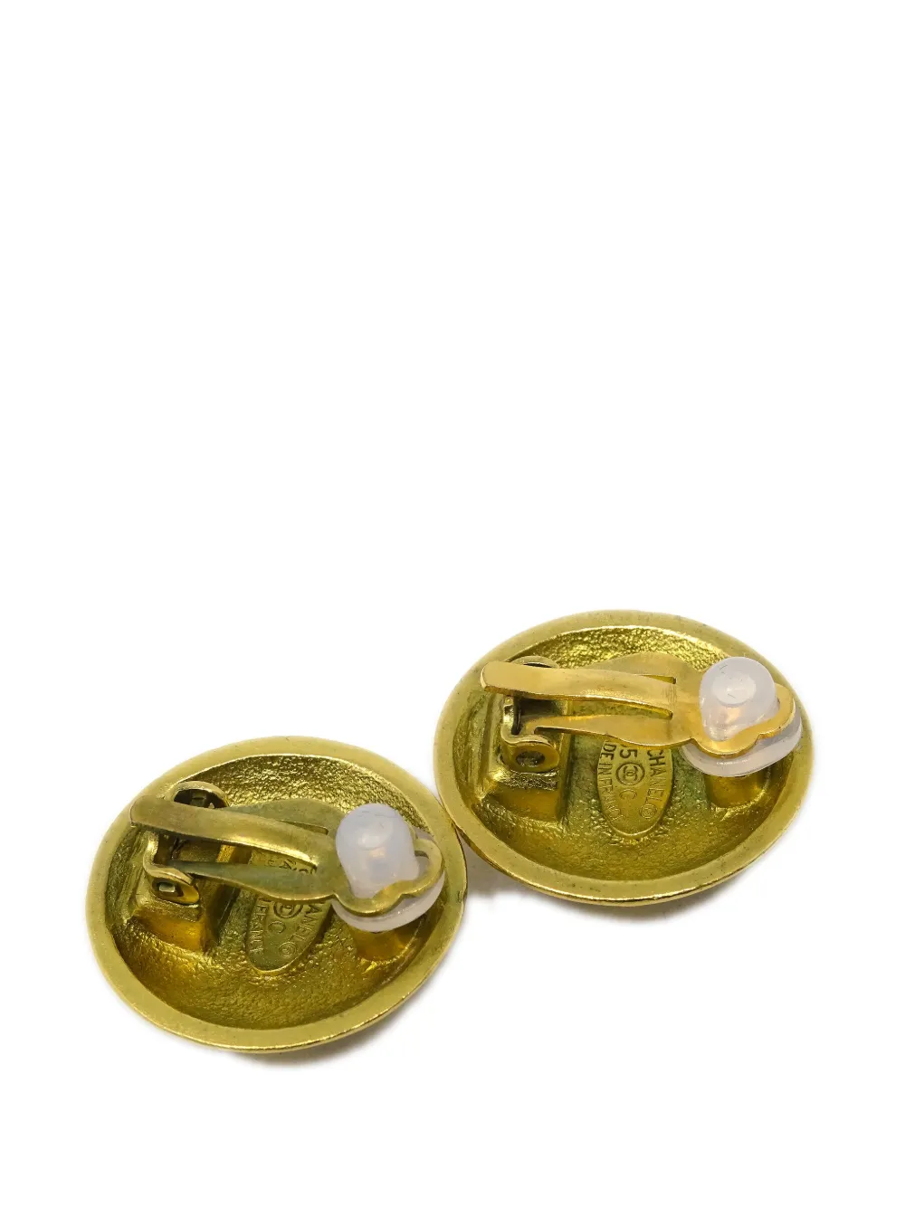 Pre-owned Chanel 1995 Cc Button Clip-on Earrings In Gold
