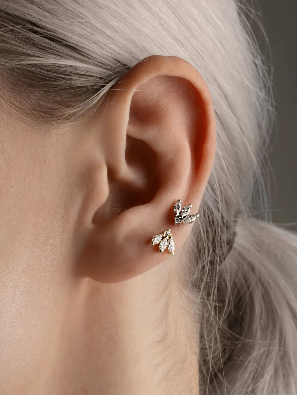 14kt White Gold Veto Blossom Diamond Stud Earring