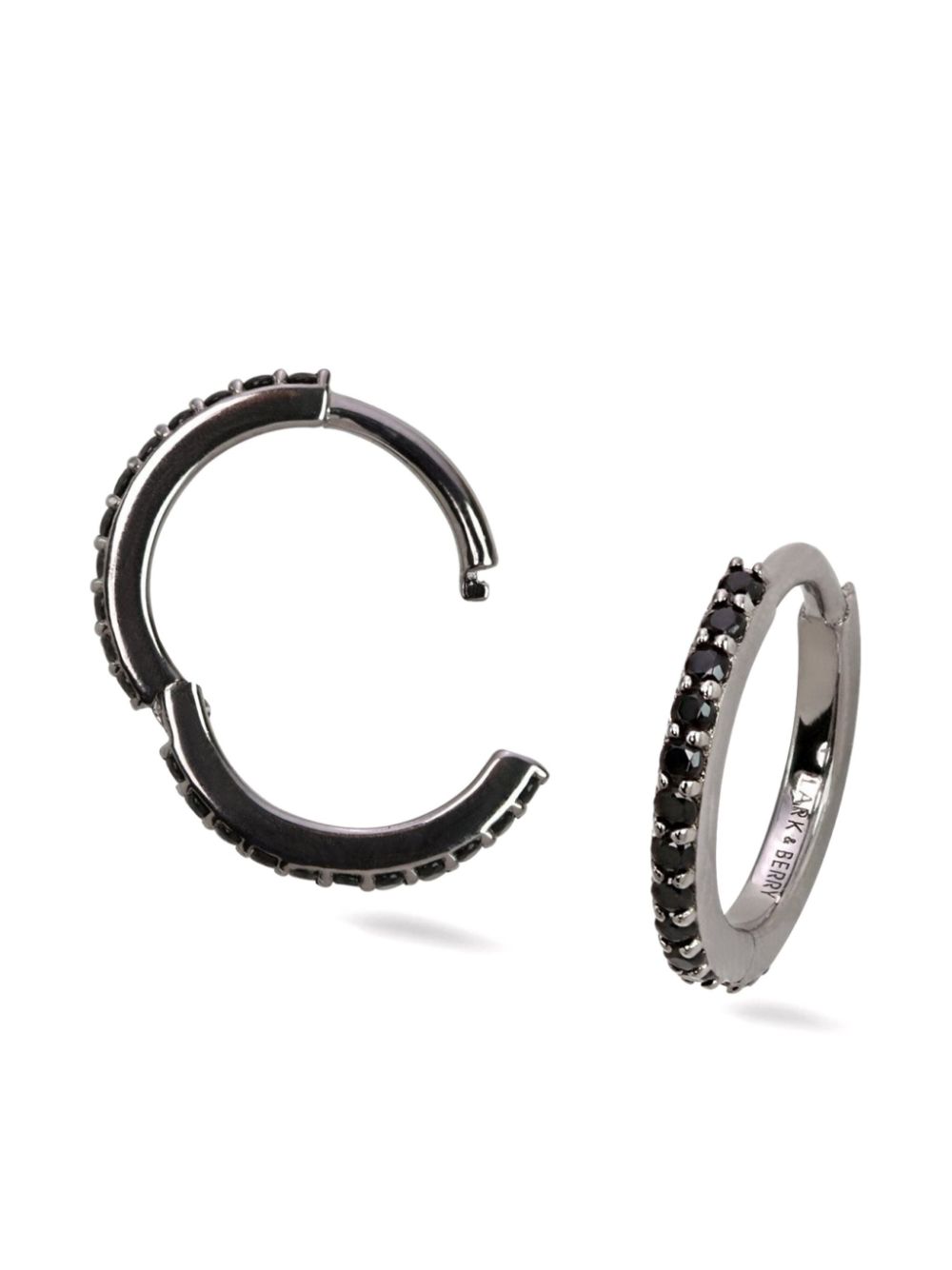 Lark & Berry 14kt white gold Modernist black spinel large hoop earring - Silver