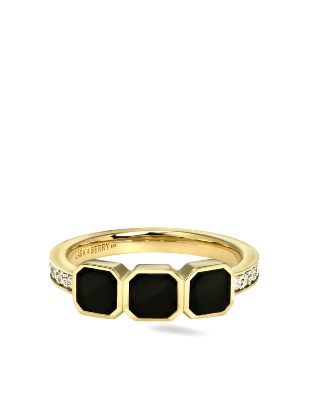 Lark & Berry 18kt yellow gold Eclipsis onyx and diamond ring