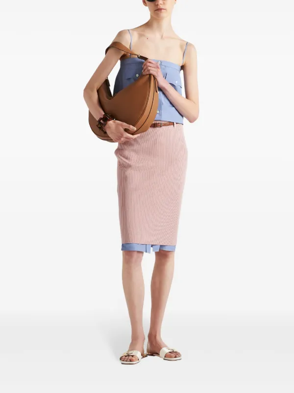スカート [PRADA] RIBBED MIDI SKIRT Prada Belted Ribbed Cotton Midi Skirt | Pink | FARFETCH TW