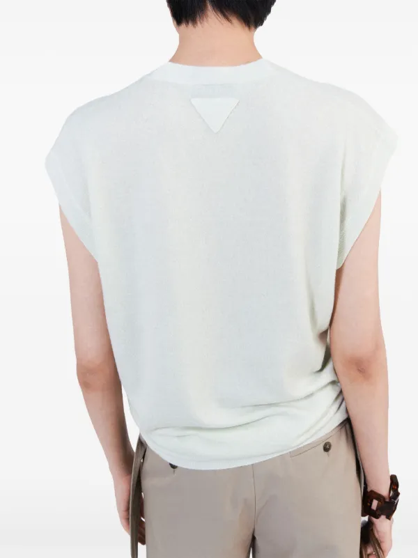 PRADA 13ss cashmere knit vest wine red Logo wool and cashmere