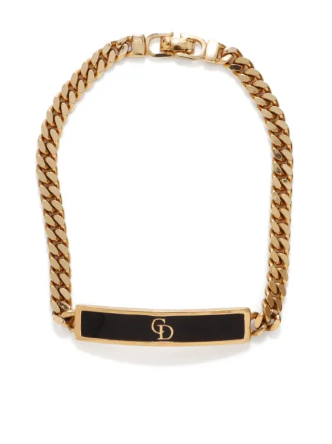 Christian Dior Pre-Owned pulsera de cadena con placa del logo