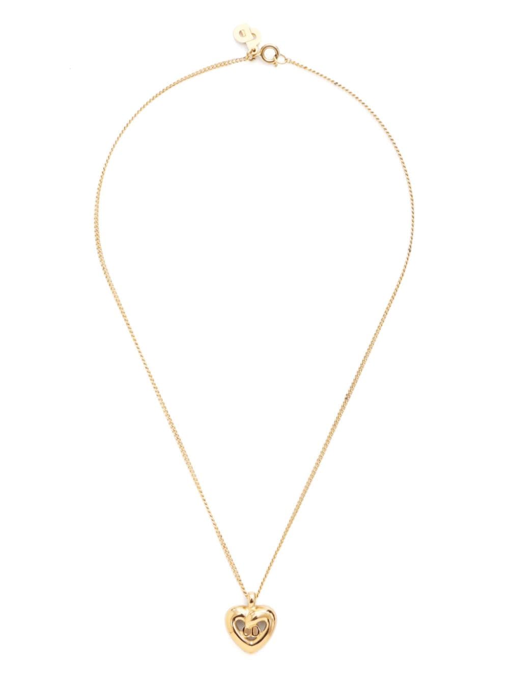 Pre-owned Dior Cd Heart-pendant Necklace In Gold