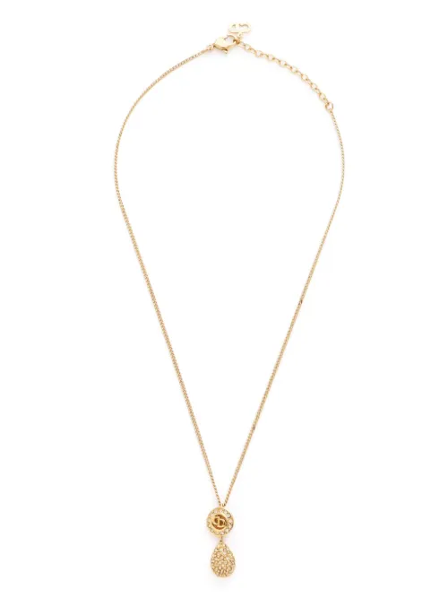 Collier strassé à pendentif logo CD - Christian Dior Pre-Owned - Modalova