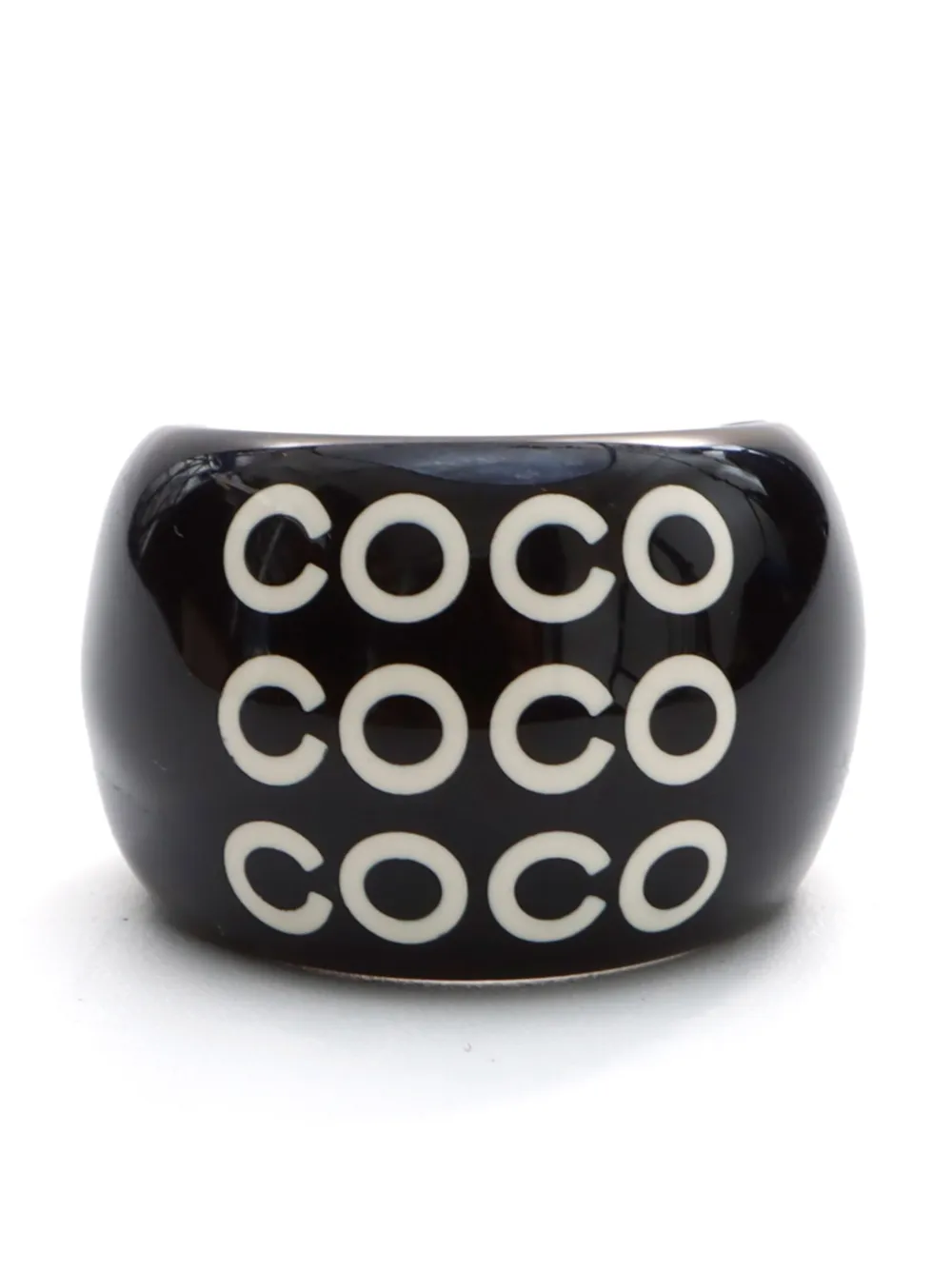 Pre-owned Chanel 2001 Logo-print Chunky Ring In Black