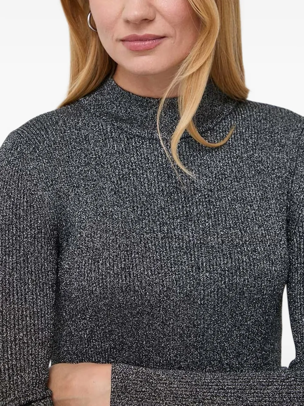 Michael Kors metallic ribbed-knit cropped sweater Grijs