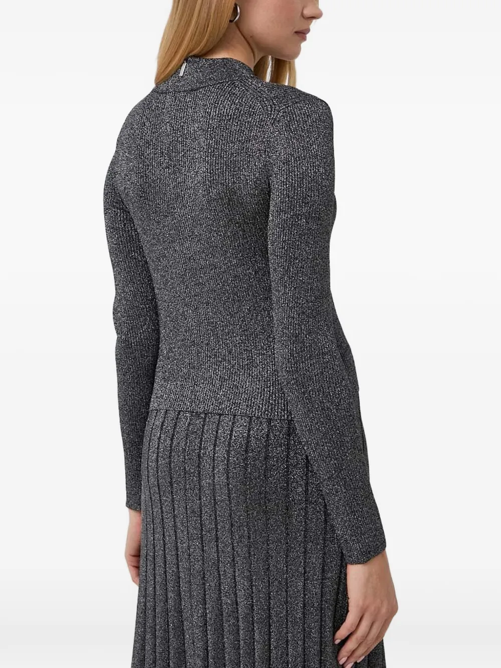 Michael Kors metallic ribbed-knit cropped sweater Grijs