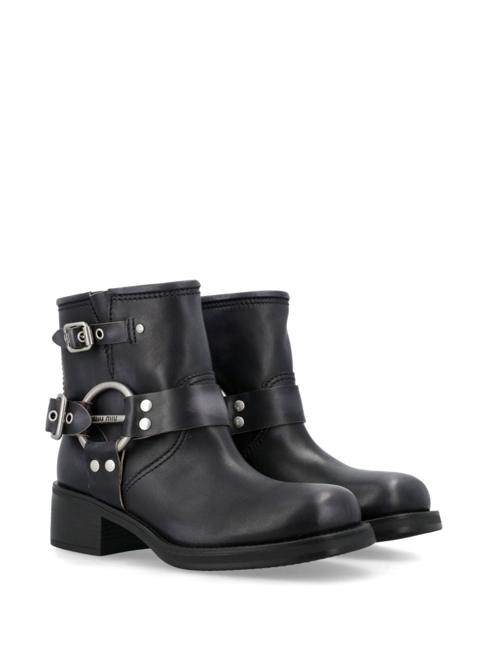 Miu Miu buckled leather ankle boots - Zwart