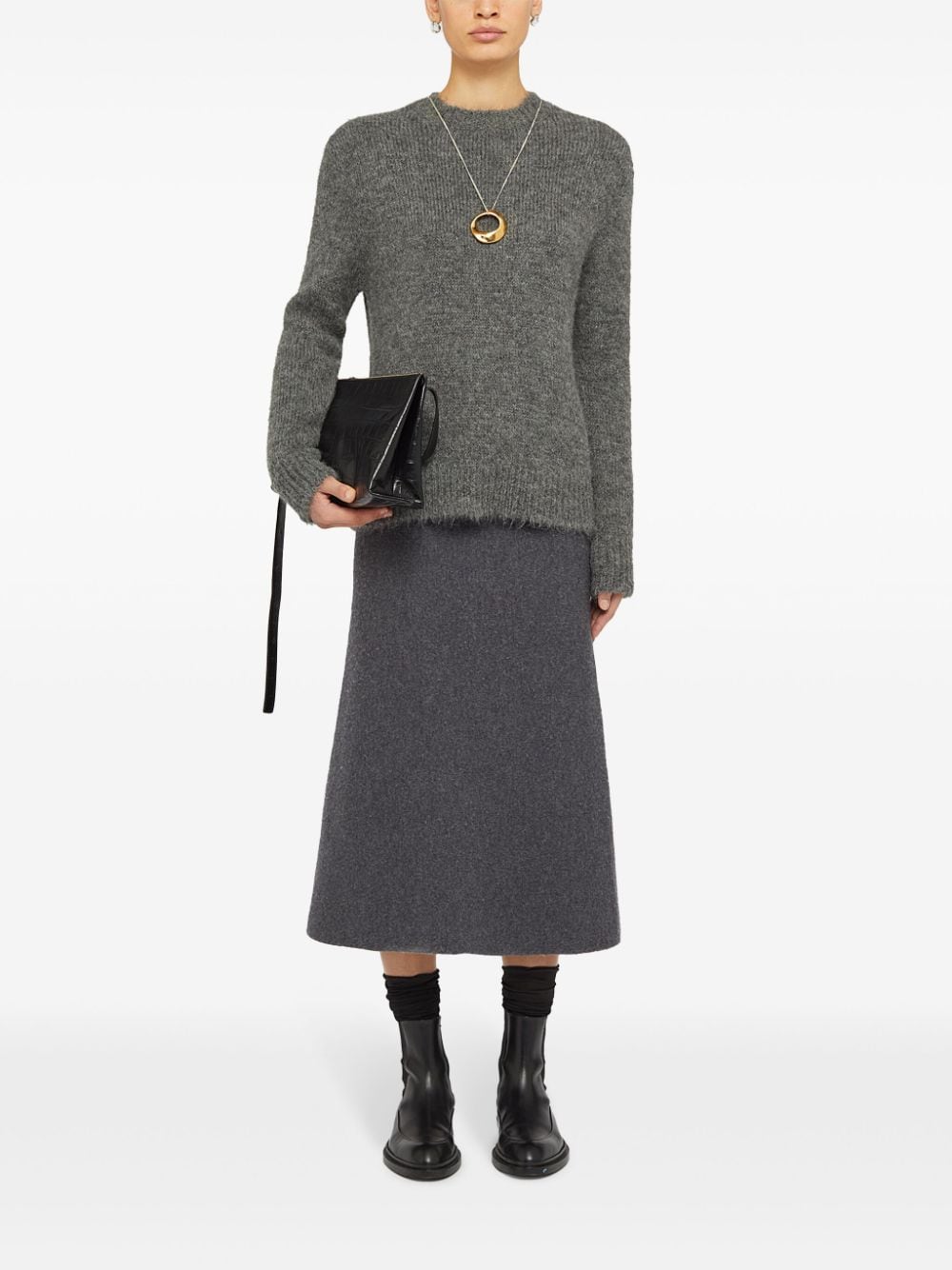 Jil Sander Wollen midi-rok - Grijs