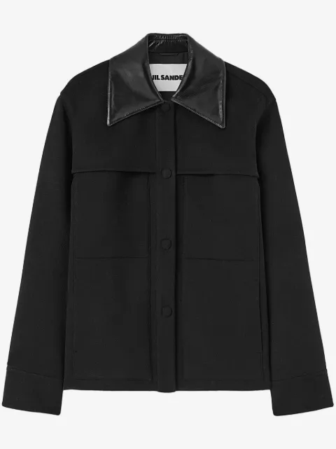 Jil Sander cutaway-collar wool shirt jacket