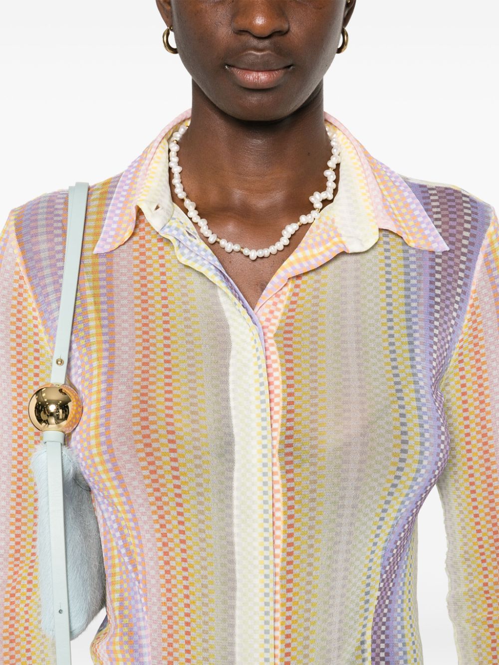 Shop Missoni Check-print Mesh Shirt In Yellow