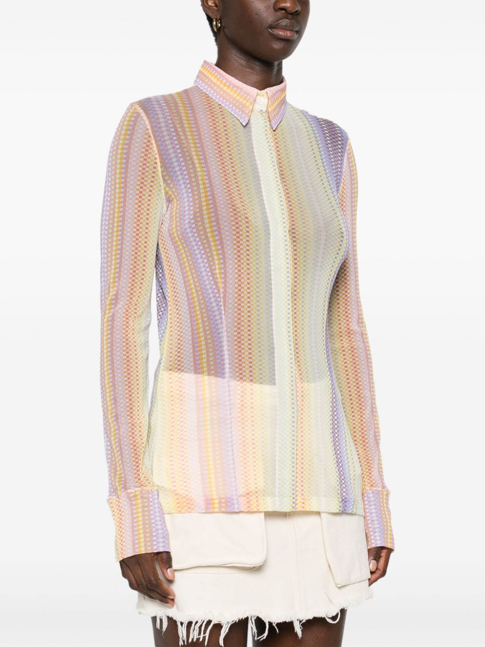 Shop Missoni Check-print Mesh Shirt In Yellow