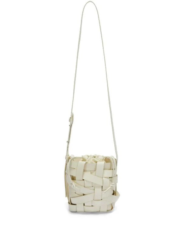Jil Sander Small Woven Leather Bucket Bag White FARFETCH PH