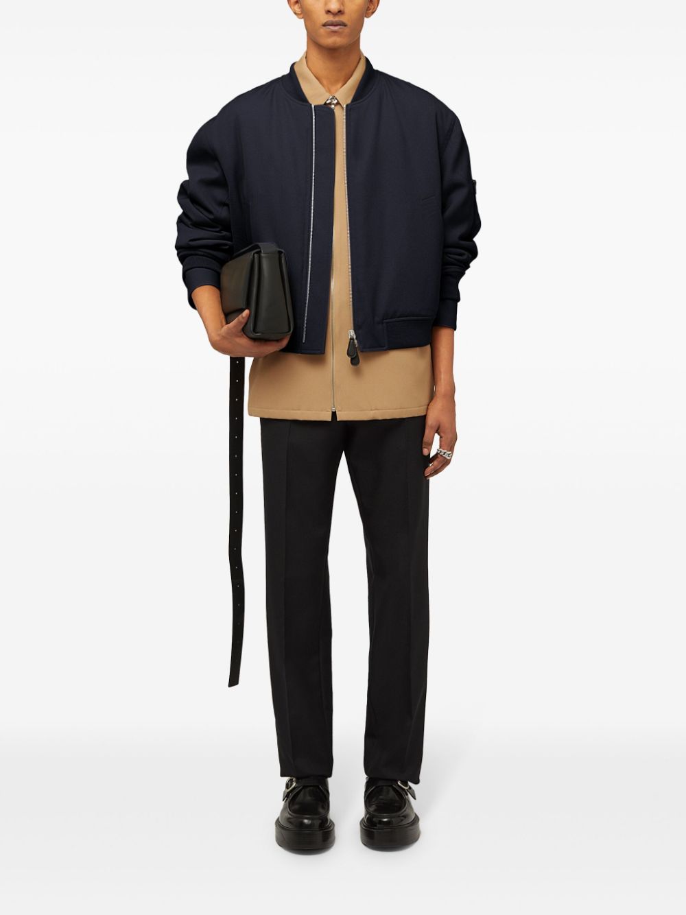 Shop Jil Sander Padded Bomber Jacket In Blue