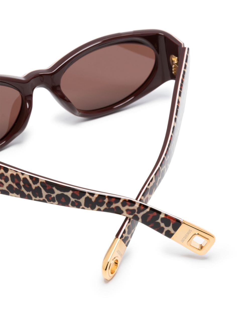 Shop Jacquemus Leopard-print Oval-frame Sunglasses In Nude