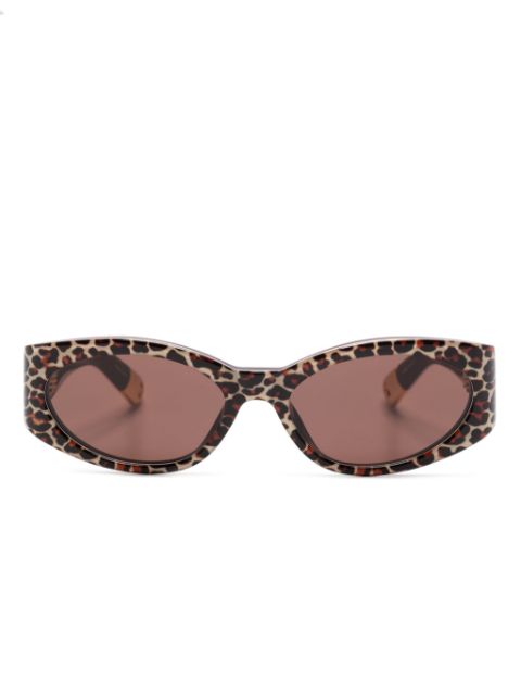 Jacquemus leopard-print oval-frame sunglasses Women