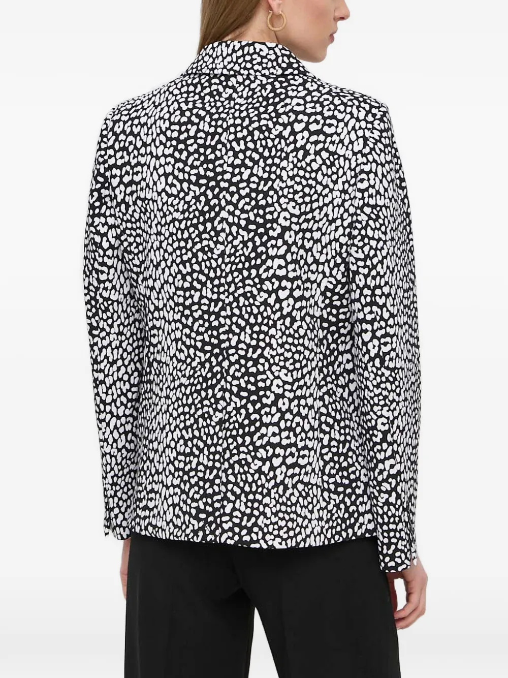 Michael Kors leopard-print stretch crepe blazer Zwart