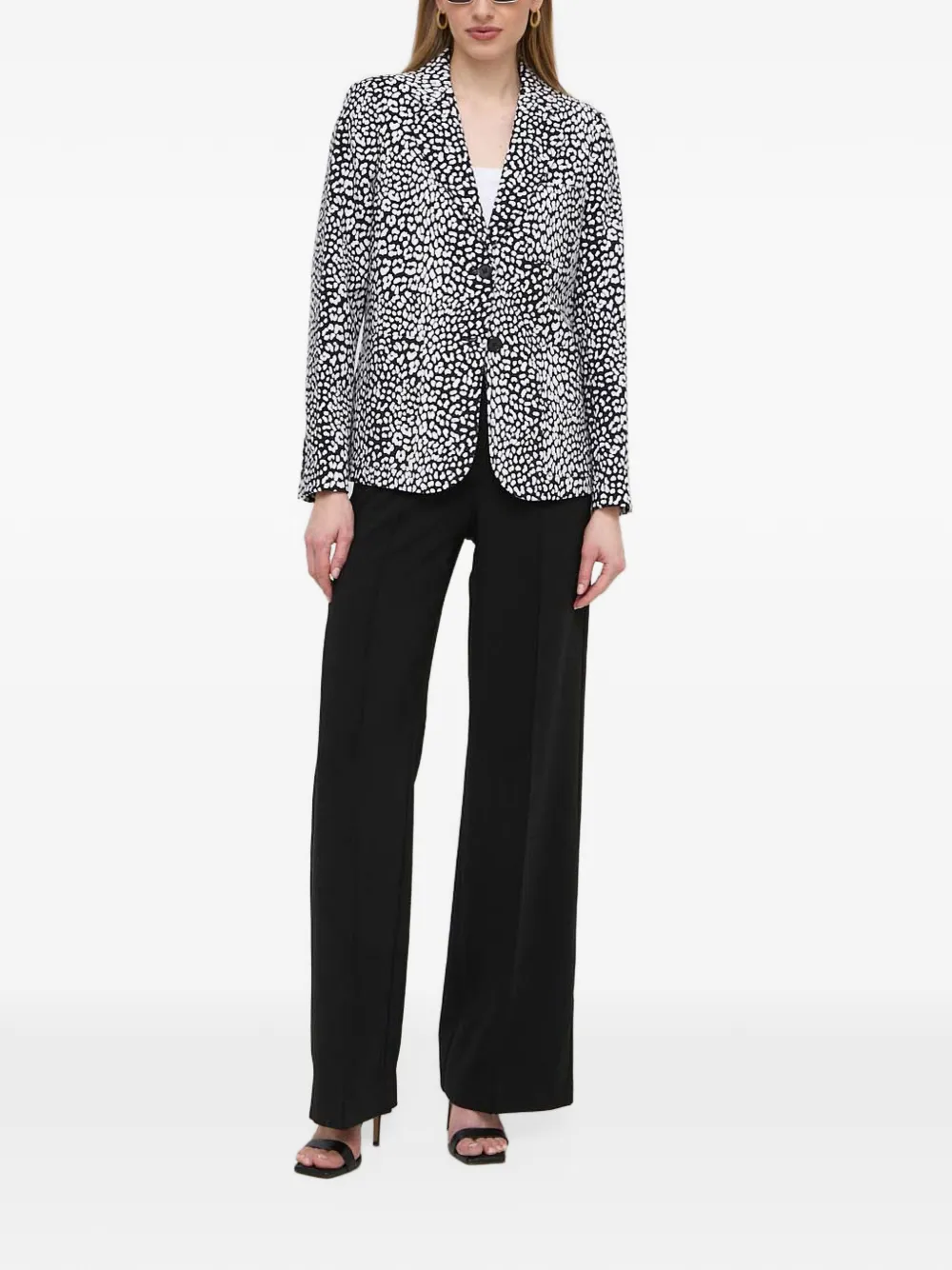 Michael Kors leopard-print stretch crepe blazer Zwart