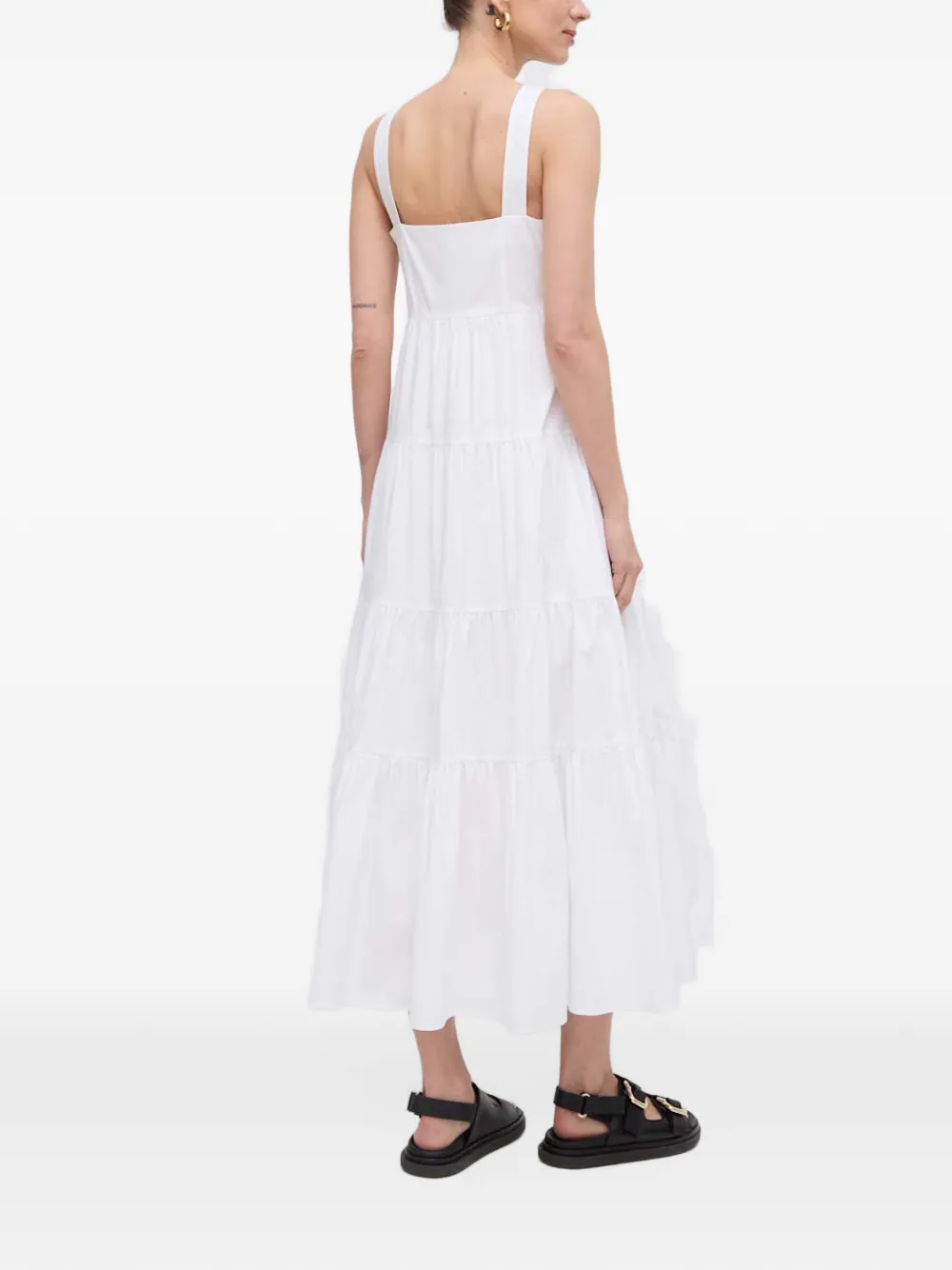 Michael Kors stretch cotton poplin tiered midi dress Wit