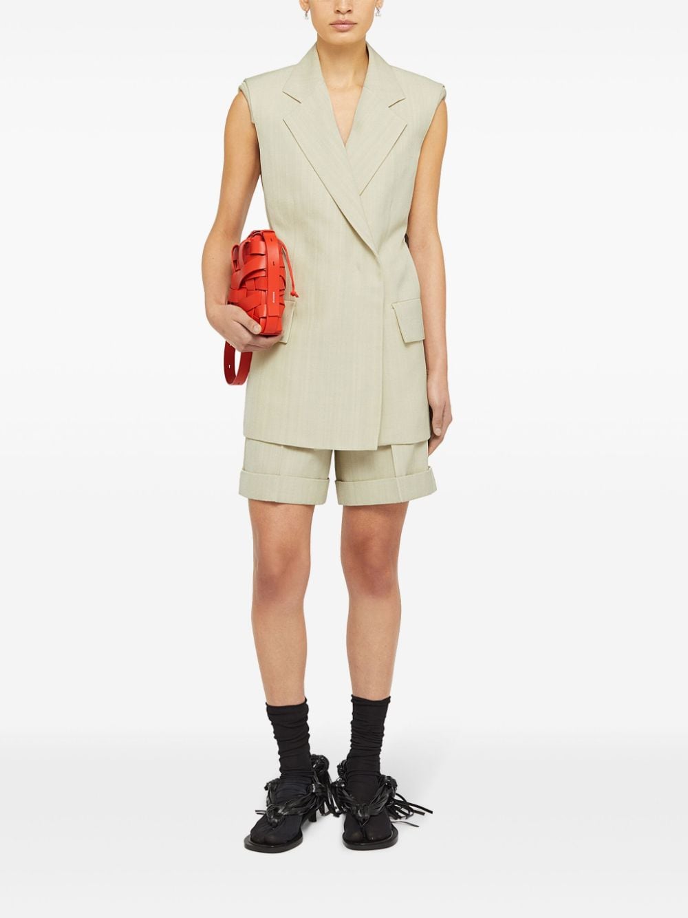 Shop Jil Sander Belted Tailored Gilet In Green