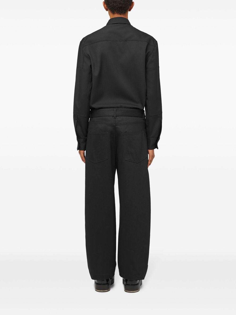 Shop Jil Sander Tapered-leg Belted Jeans In Black