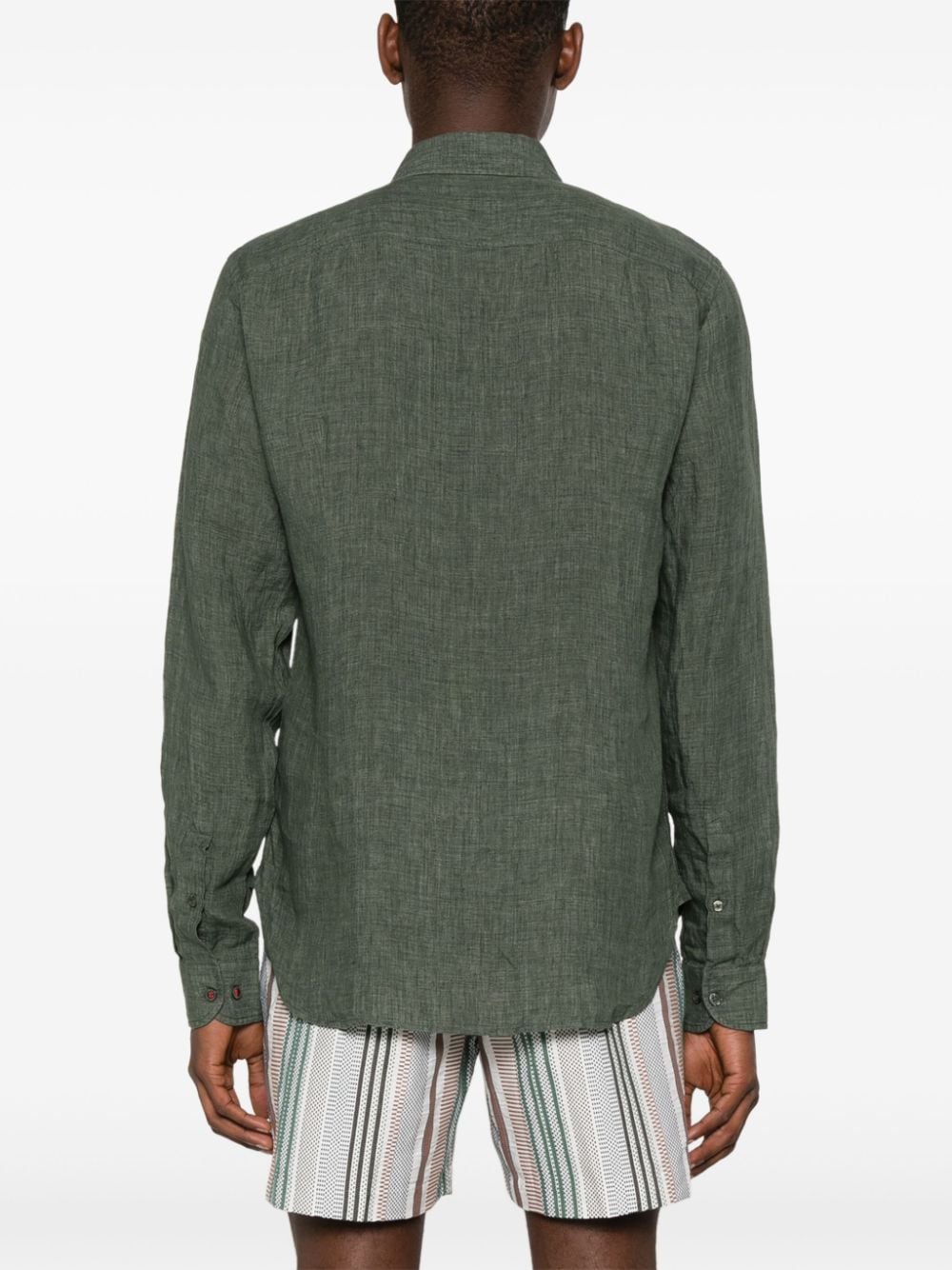 Shop Orlebar Brown Long-sleeve Linen Shirt In Green