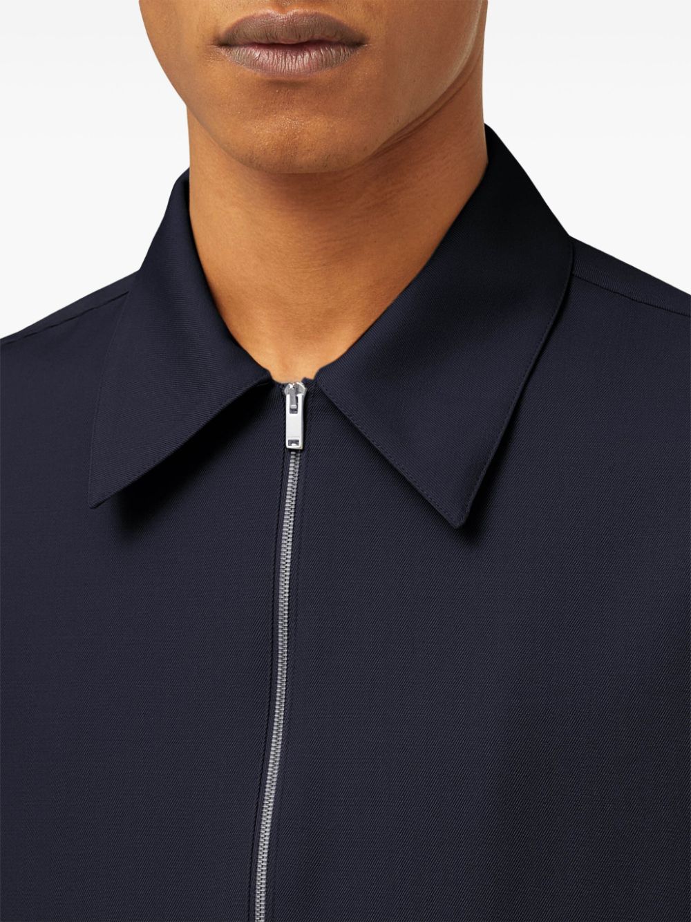 Shop Jil Sander Zip-up Wool Shirt In Blau