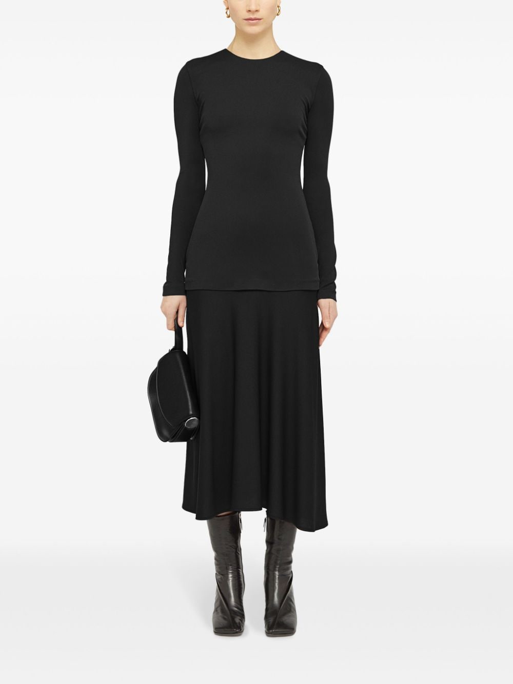 Shop Jil Sander Layered-design Midi Dress In Black