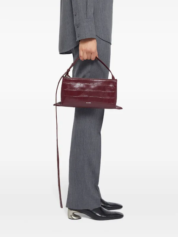 Jil Sander Empire クロコパターン ショルダーバッグ S | レッド