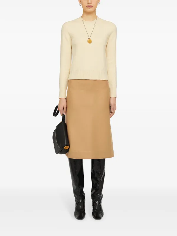 Jil Sander Wool A line Midi Skirt Neutrals FARFETCH AU