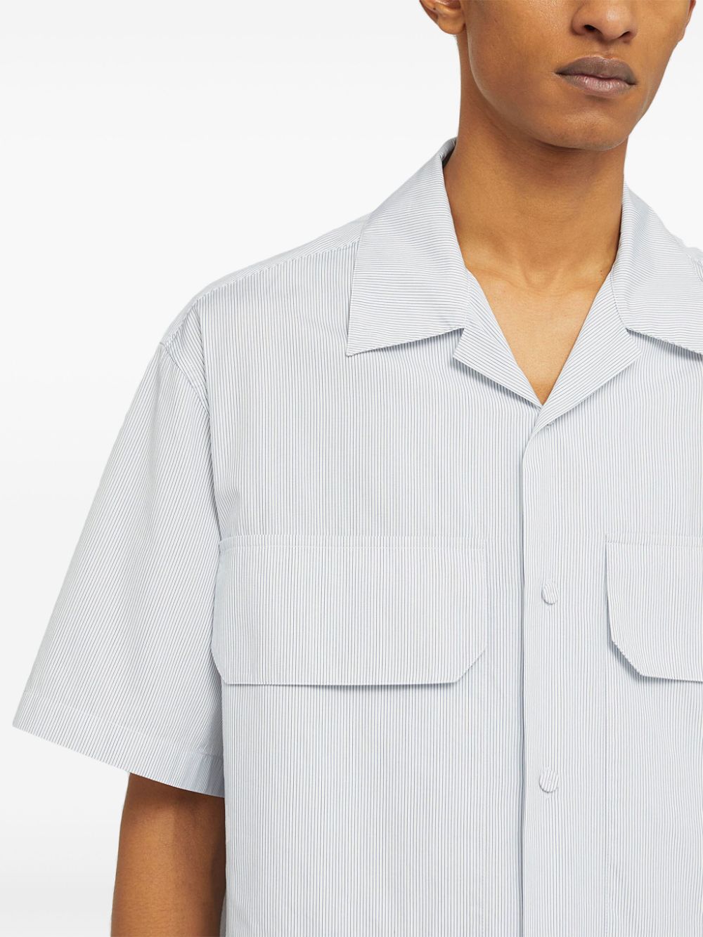 Shop Jil Sander Striped Short-sleeve Cotton Shirt In White