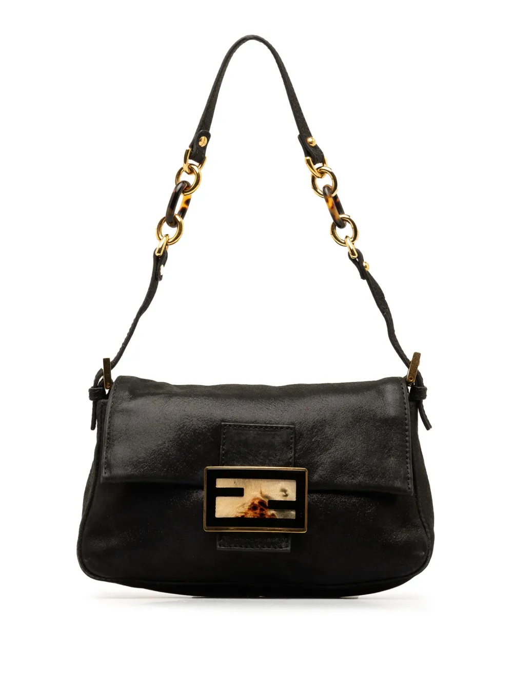 Pre-owned Fendi 2010-2023 Vitello Savana Mini Mamma Forever Uette Shoulder Bag In Black