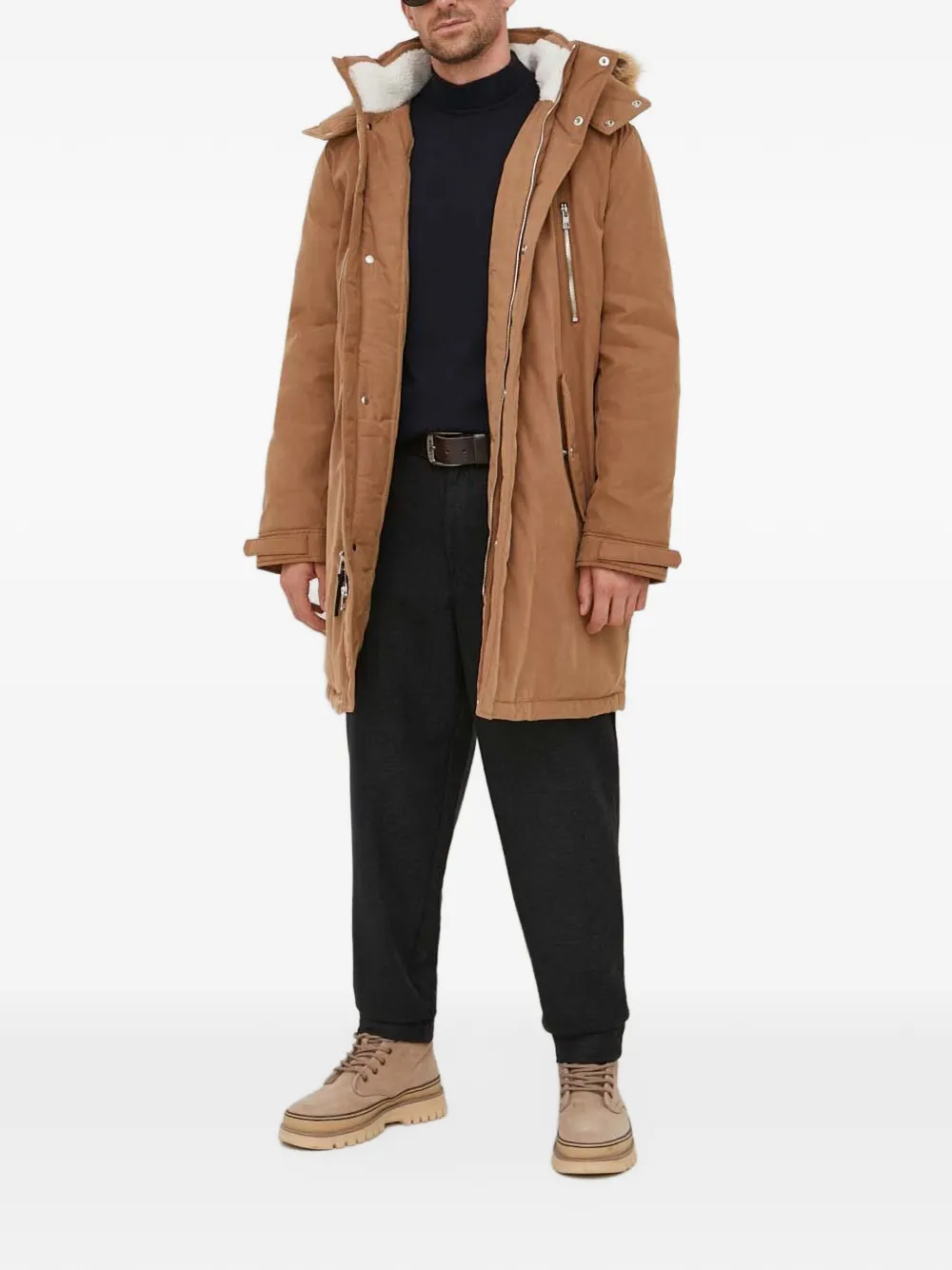 Michael Kors Geweven parka met afwerking van imitatiebont Bruin